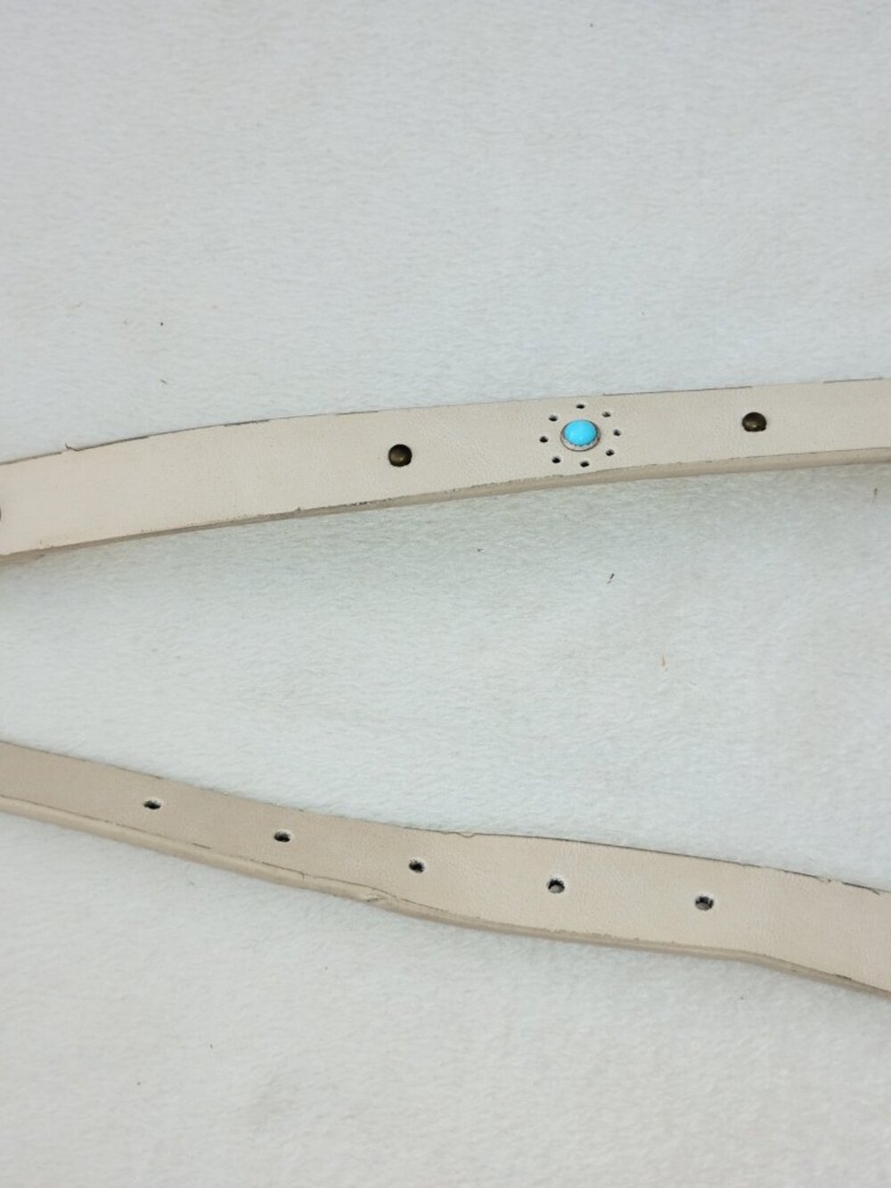 2 Lot Women's S Belts Olive Drab Studded & Bone Faux Turquoise Belt accessory - Picture 3 of 16